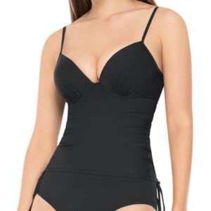 Assets by Sarah Blakely Spanx Push Up Tankini Top Black